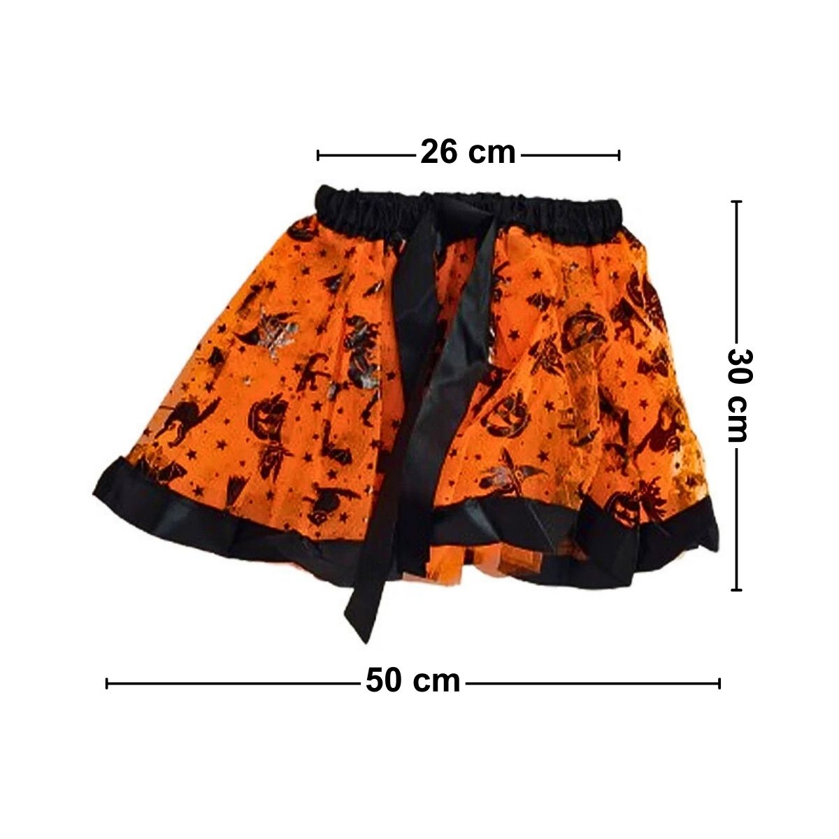 Tutú Naranjo Halloween Con Cinta Negra Medidas - Louicid