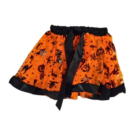 Tutú Naranjo Halloween Con Cinta Negra - Louicid