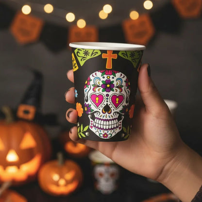 Vaso Papel Catrina 270cc Para Fiesta Halloween Big Party - Louicid