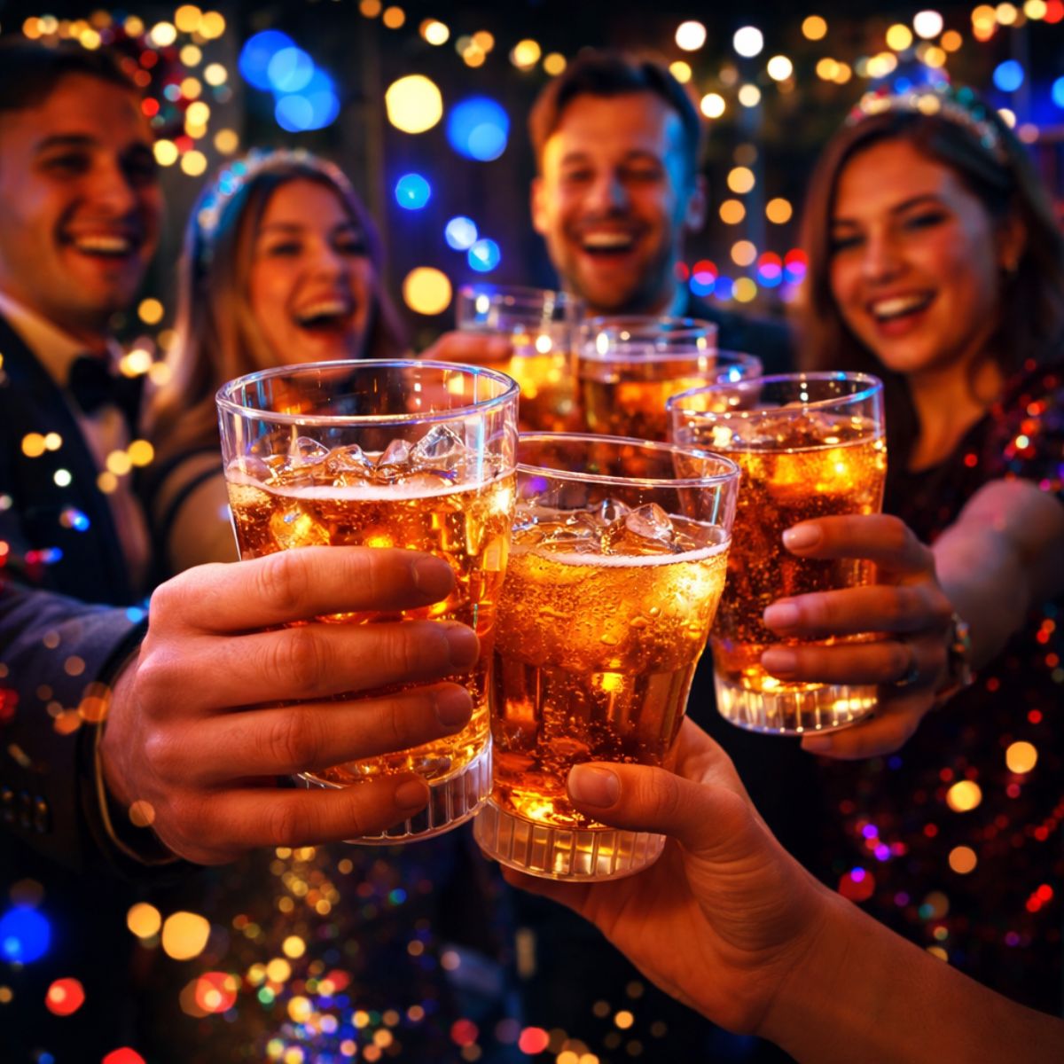 Vaso Plástico Luminoso Transparente 355cc Año Nuevo - Louicid