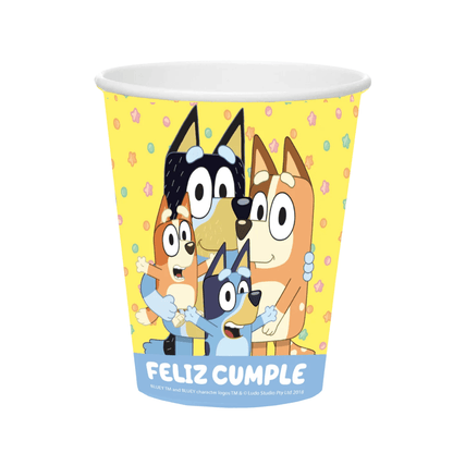 Set 6 Vasos Bluey 270cc Para Cumpleaños - Louicid
