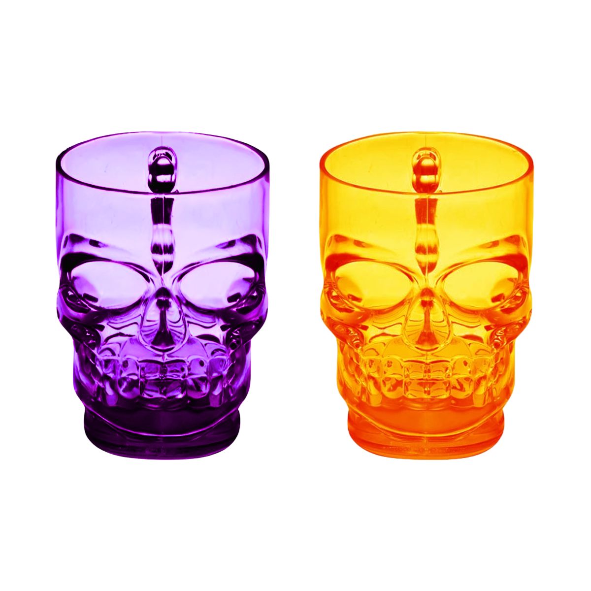 Vasos Plástico Calabera Shot 550cc 2pzas Morado Naranja - Louicid