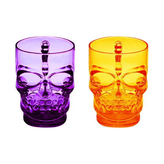 Vasos Plástico Calabera Shot 550cc 2pzas Morado Naranja - Louicid