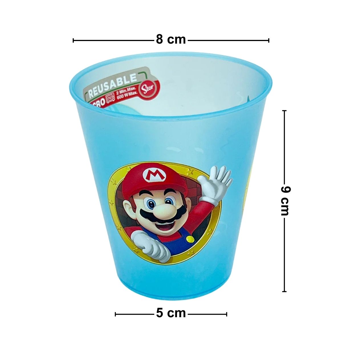 Vasos Plásticos Reutilizables Mario Bros 4pzas Medidas - Louicid