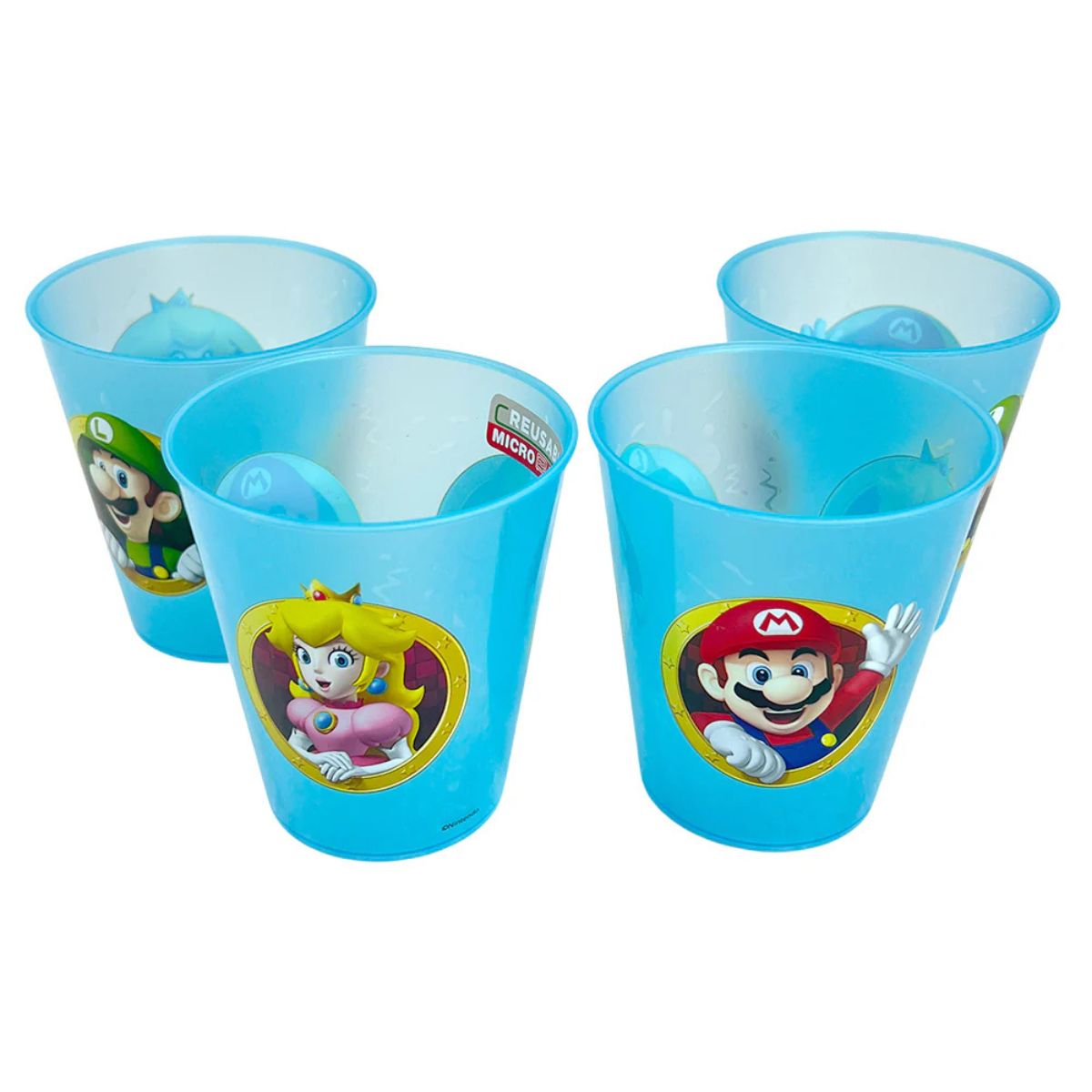 Vasos Plásticos Reutilizables Mario Bros 4pzas - Louicid