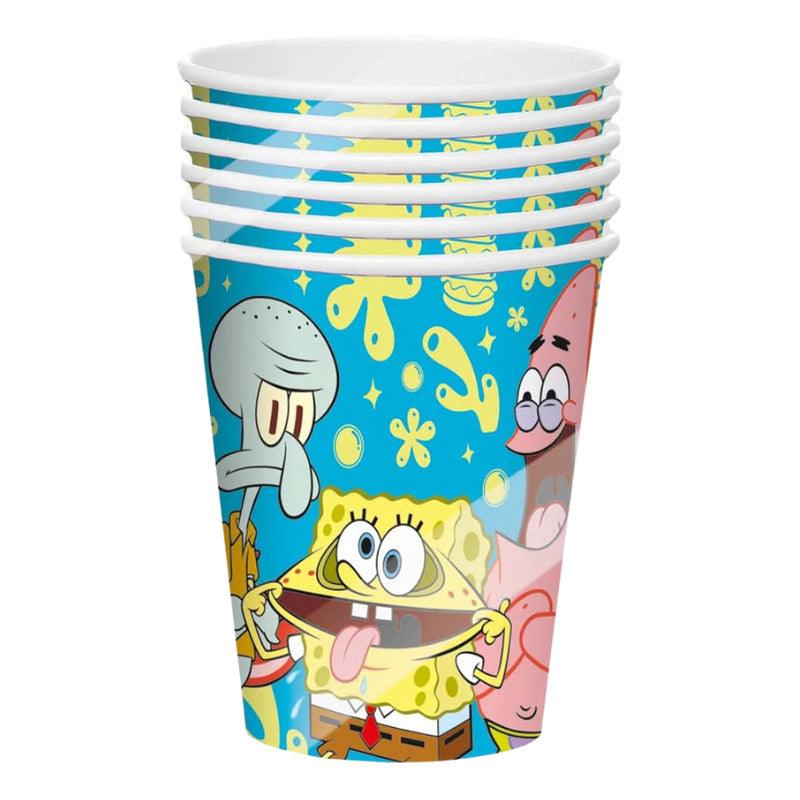Set 6 Vasos Bob Esponja De 270cc Para Cumpleaños - Louicid