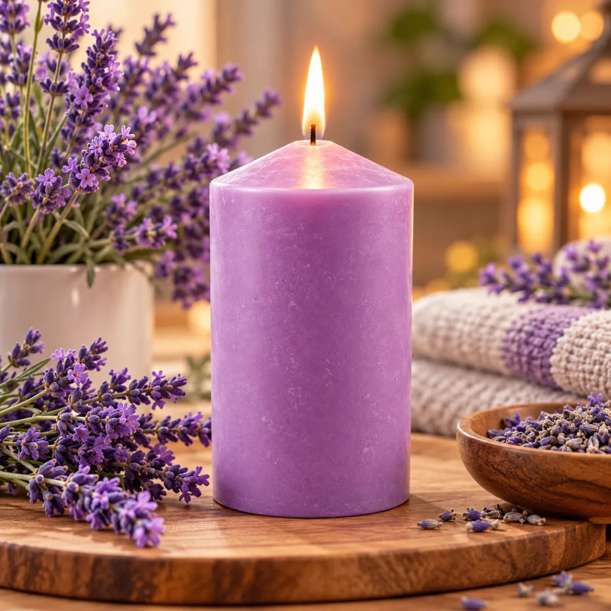 Vela Aromática Lavanda Cilíndrica 100g Lila Hogar - Louicid