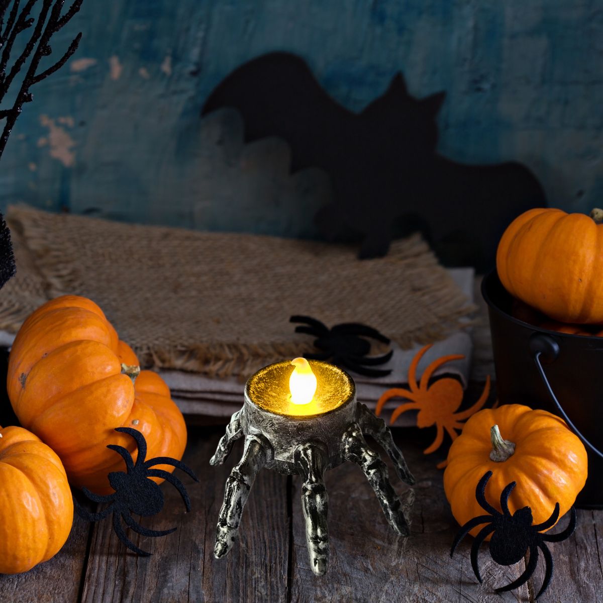 Vela Led Dedos Calavera Cobre Halloween - Louicid