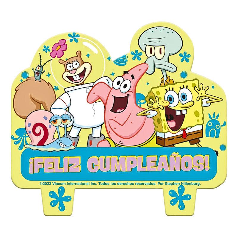 Vela Feliz Cumpleaños Bob Esponja Decoración Para Torta - Louicid