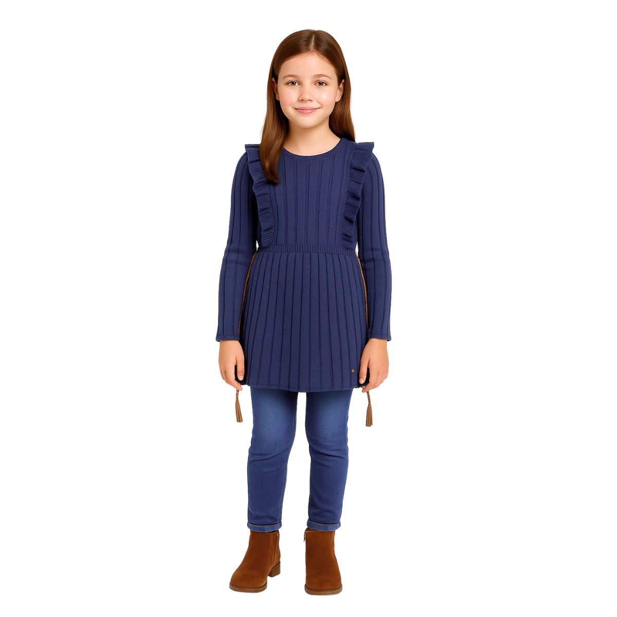 Vestido Tejido De Niña Azul Love Collection Pierina - Louicid