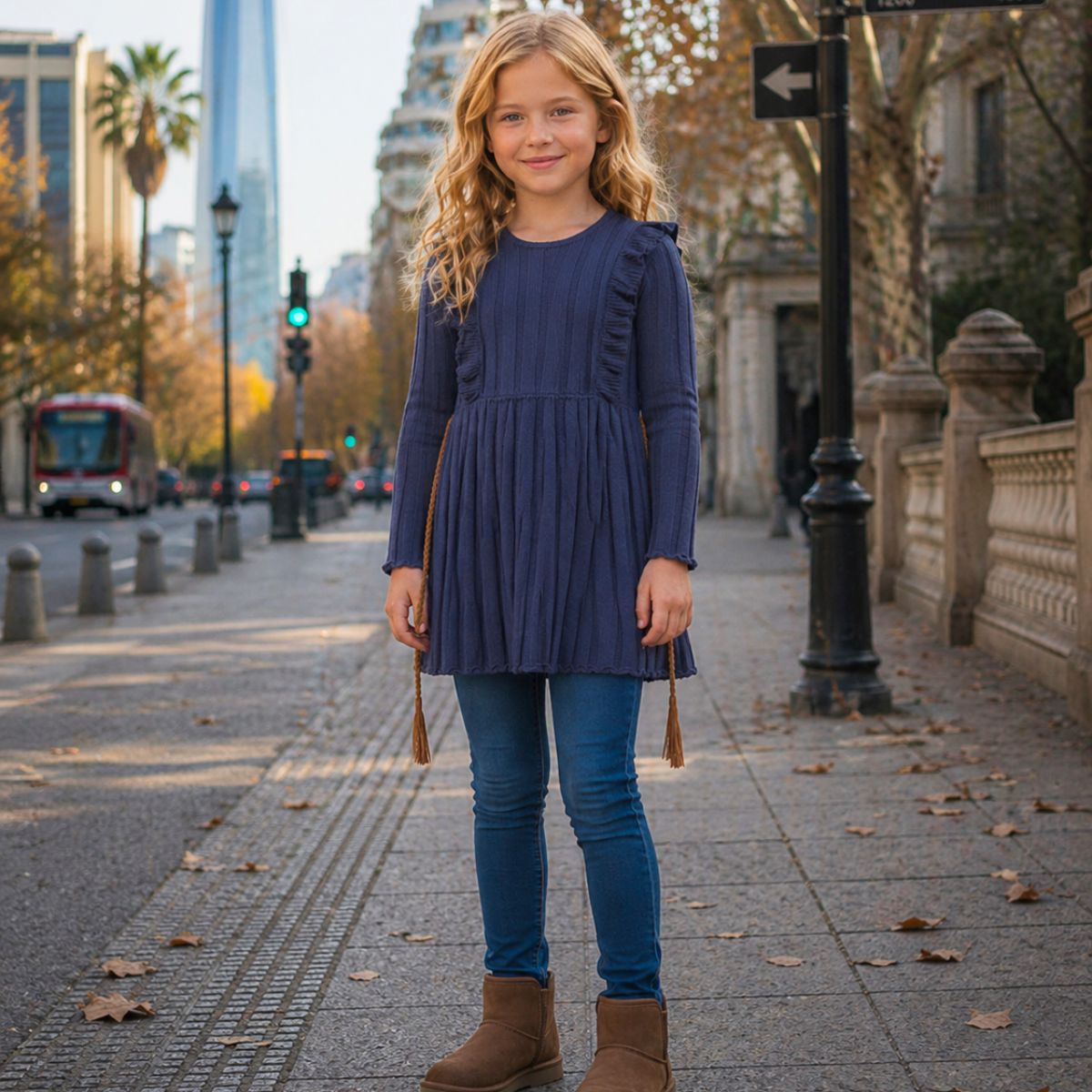 Vestido Tejido De Niña Azul Love Collection Pierina - Louicid