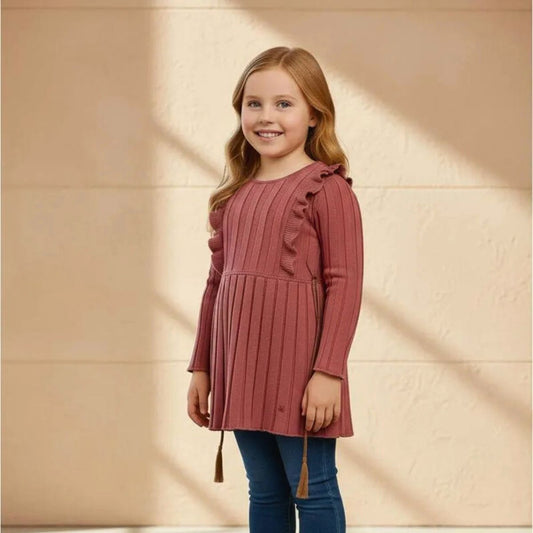 Vestido Tejido De Niña Palo Rosa Love Collection Pierina - Louicid