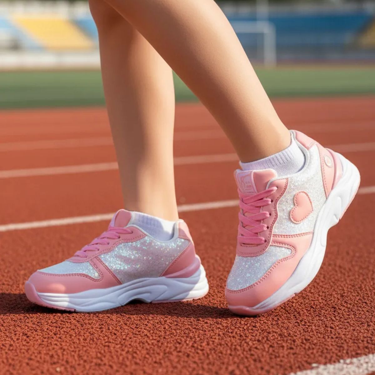 Zapatilla De Niña Brillos Shine & Play Rosado Deporte - Louicid