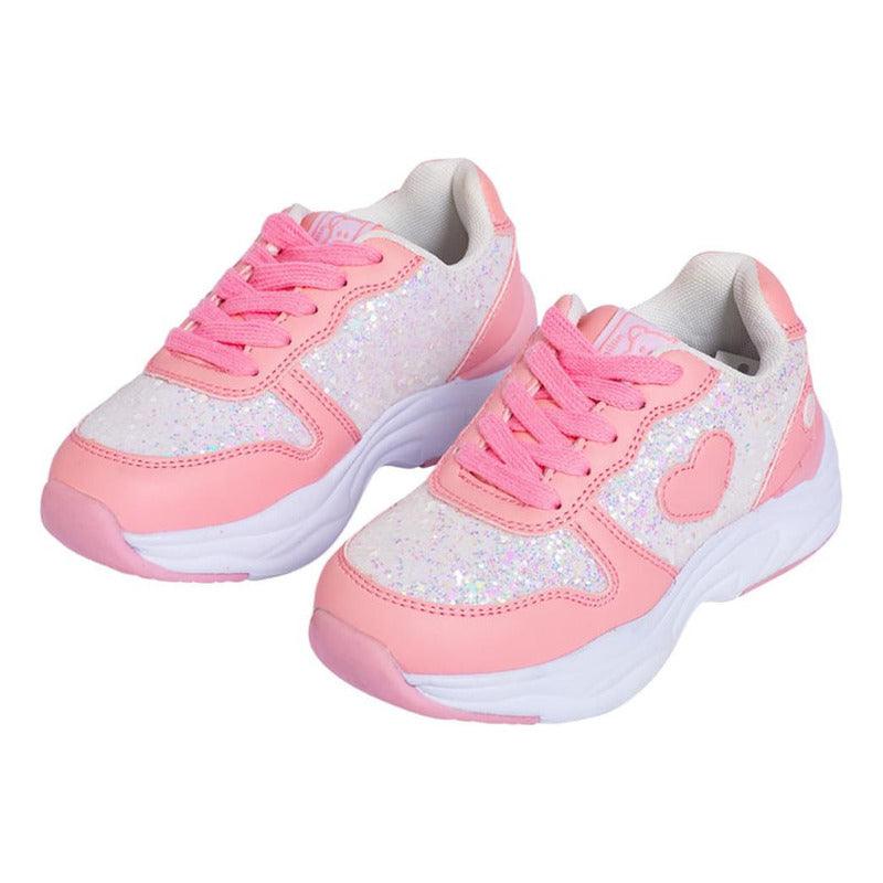Zapatilla De Niña Brillos Shine & Play Rosado - Louicid
