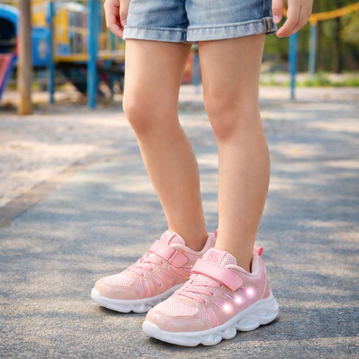 Zapatilla Niña Luces LED Rosada Plaza - Louicid
