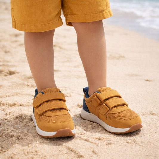 Zapatilla Niño Urbana Doble Velcro Café Playa - Louicid