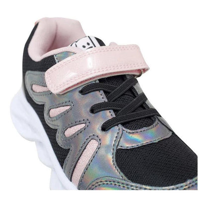 Zapatilla De Niña Velcro Elástico Con Luces Led Negro - Louicid