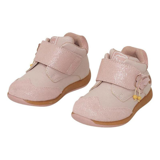 Zapato Bebé Niña Aplicación Mariposa En Velcro Rosado - Louicid