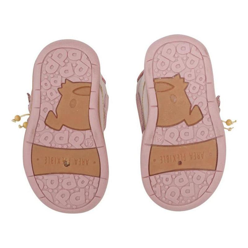 Zapato Bebé Niña Aplicación Mariposa En Velcro Rosado - Louicid