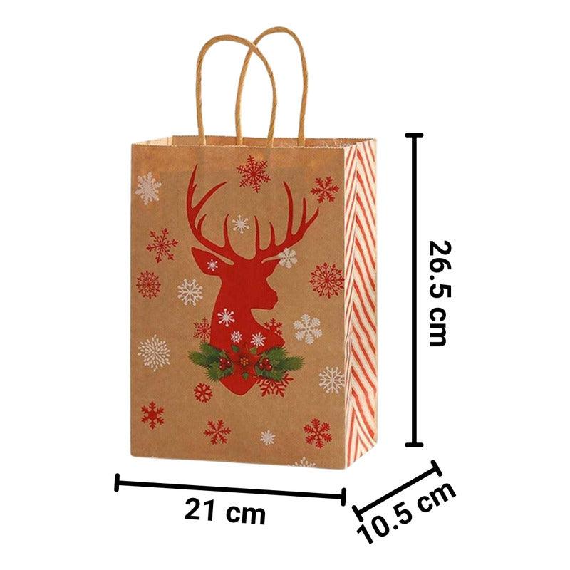 Bolsa Para Regalo Icono Navideño 26x21x10cm Diseño Navidad - Louicid