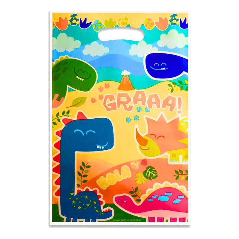 Bolsa sorpresa individual con diseño colorido de dinosaurio, perfecta para eventos temáticos - Louicid