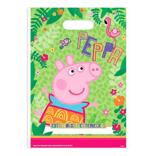 Bolsas para dulces Peppa Pig, set de 6 unidades para cumpleaños infantil, diseño colorido y temático ideal para sorpresas.