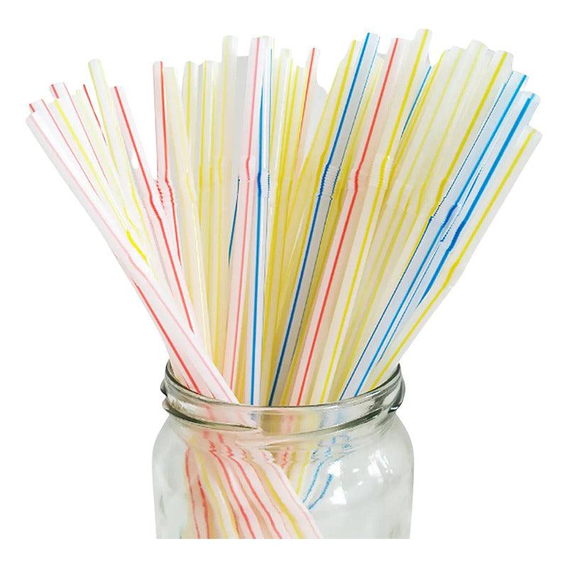 Bombillas Plásticas 100pcs Flexible Colores 21cm Louicid - Louicid