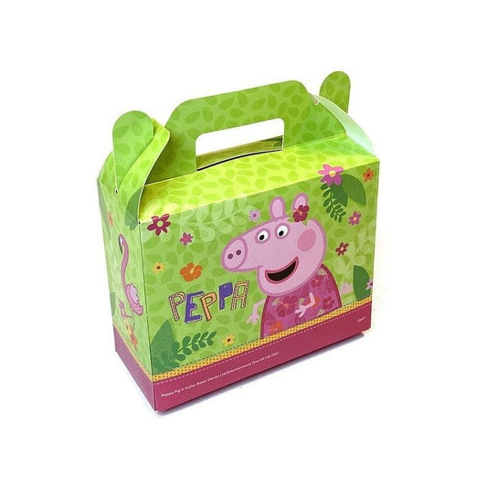 Caja sorpresa temática de Peppa Pig para cumpleaños infantiles, diseño colorido y alegre.