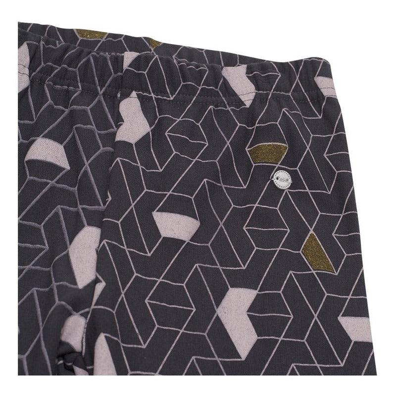 Calza De Niña Gris Oscuro Estampado Geométrico - Louicid