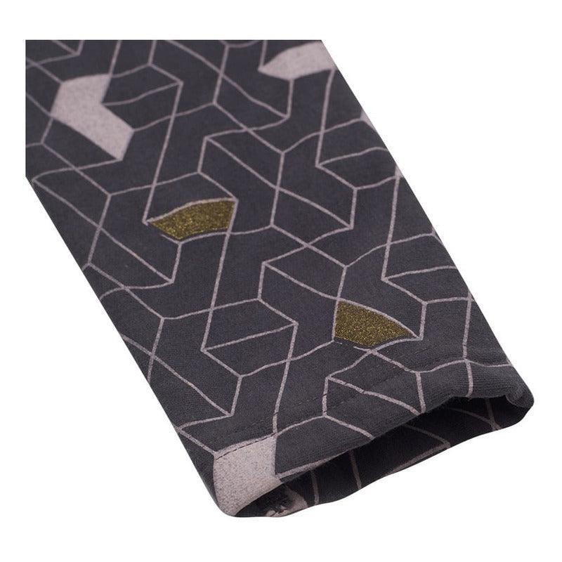 Calza De Niña Gris Oscuro Estampado Geométrico - Louicid