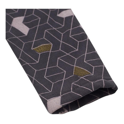 Calza De Niña Gris Oscuro Estampado Geométrico - Louicid