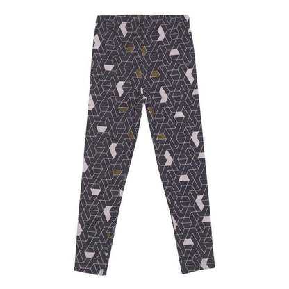 Calza De Niña Gris Oscuro Estampado Geométrico - Louicid