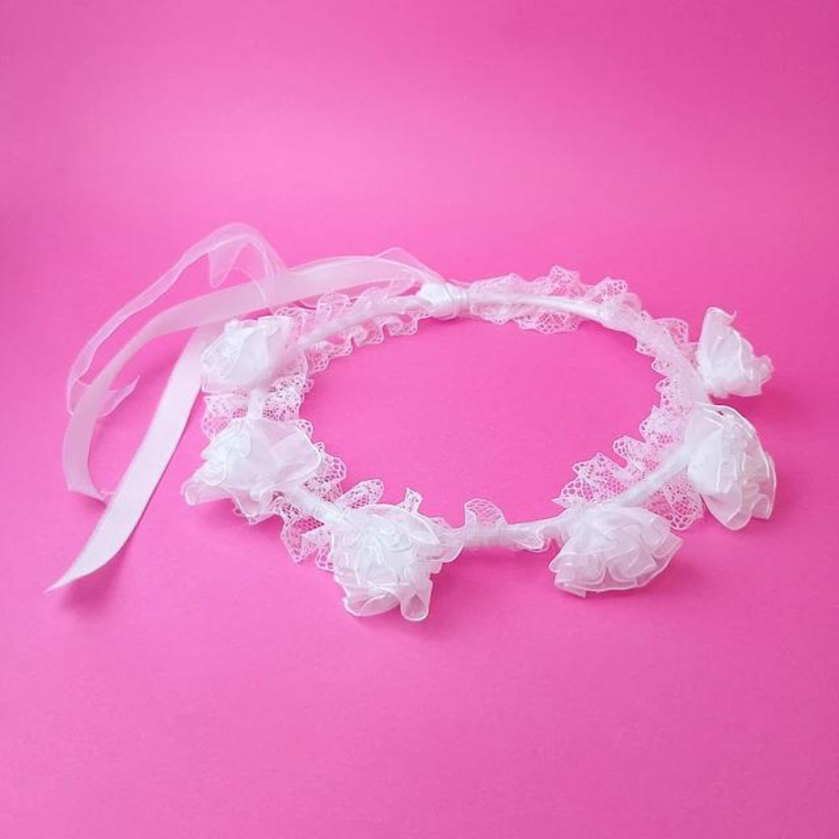 Cintillo Diadema Blanca Con Flores De Encaje Para Celebraciones - Louicid