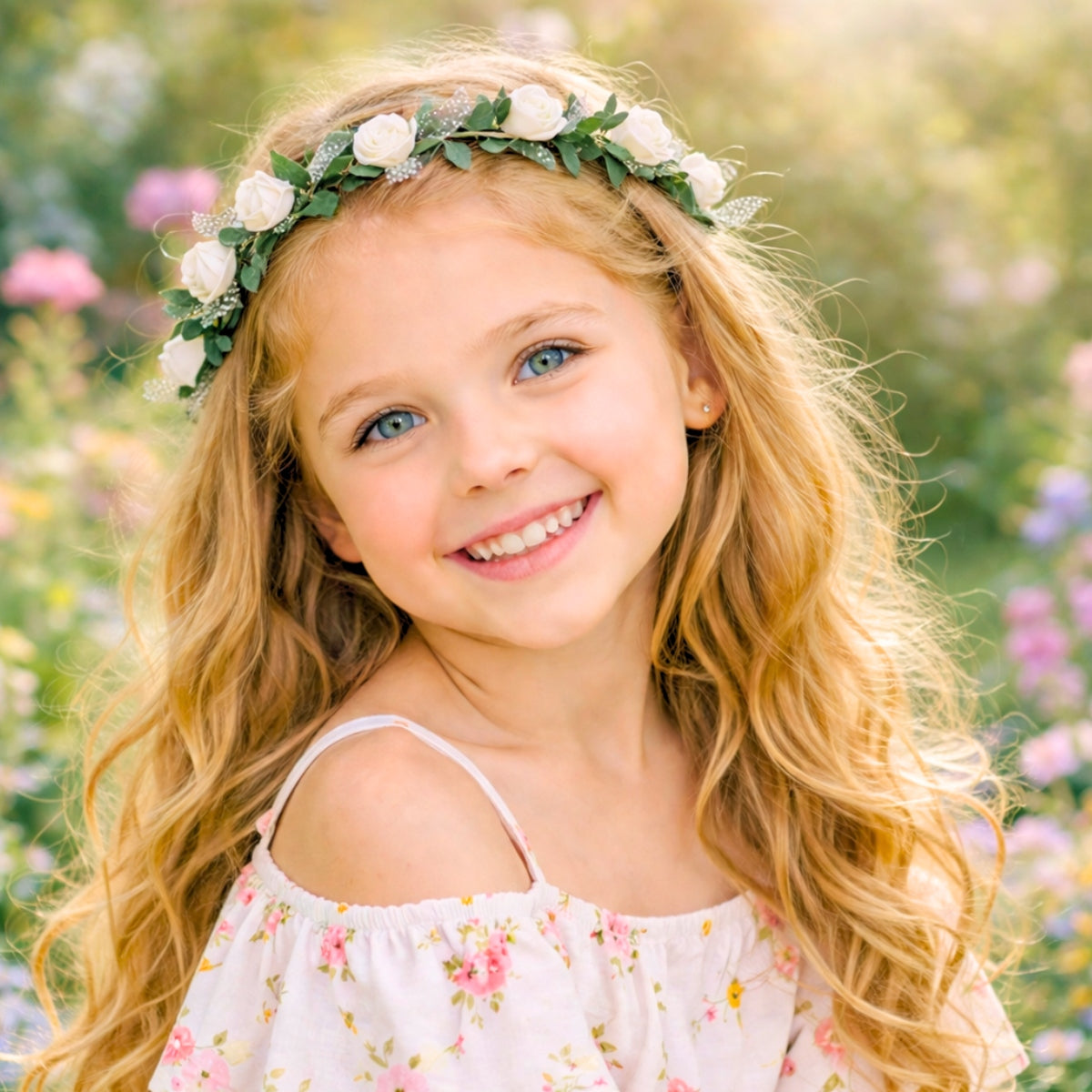 Cintillos Diadema Con Rosas Blanco Para Niña Rubia - Louicid