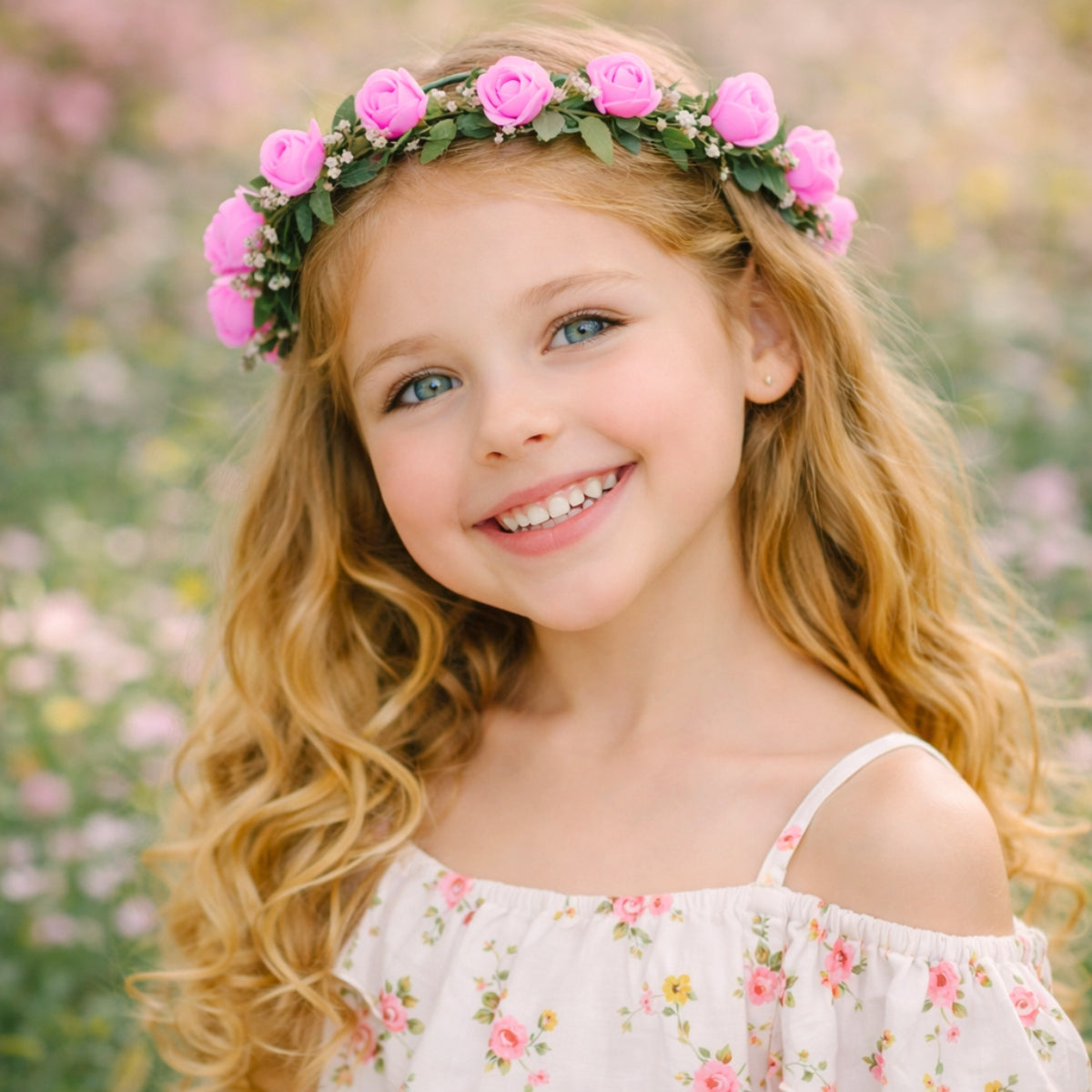 Cintillos Diadema Con Rosas Fucsia Para Niña Rubia - Louicid