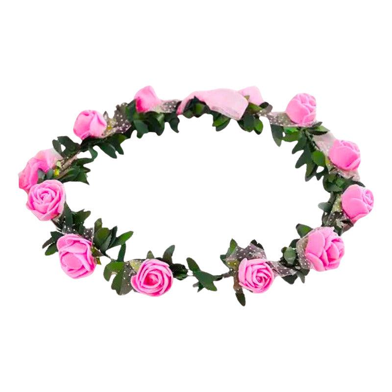 Cintillos Diadema Con Rosas Fucsia Para Niñas - Louicid