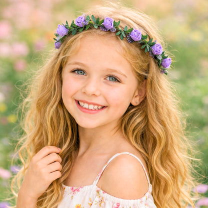 Cintillos Diadema Con Rosas Lila Para Niña Rubia - Louicid