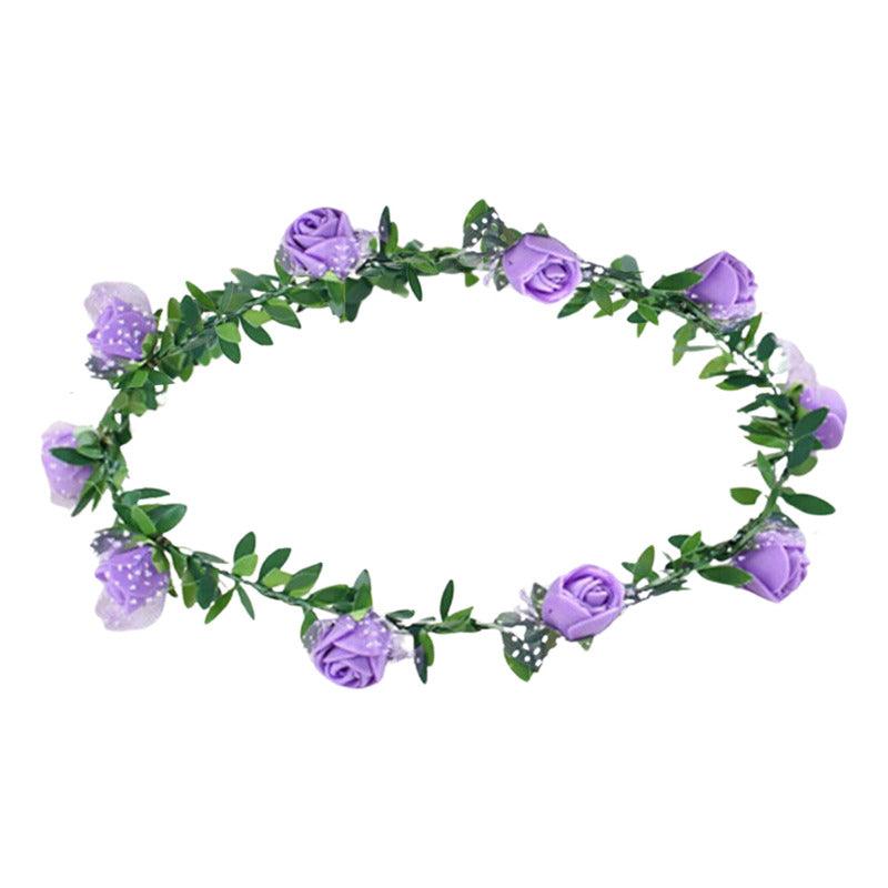 Cintillos Diadema Con Rosas Lila Para Niñas - Louicid