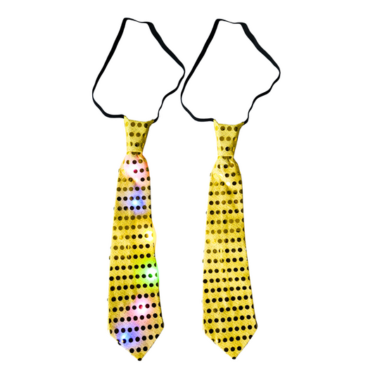 Corbata LED dorada con lentejuelas para fiestas - Louicid