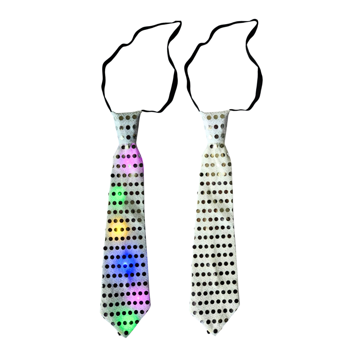 Corbata LED plateada con lentejuelas para fiestas - Louicid