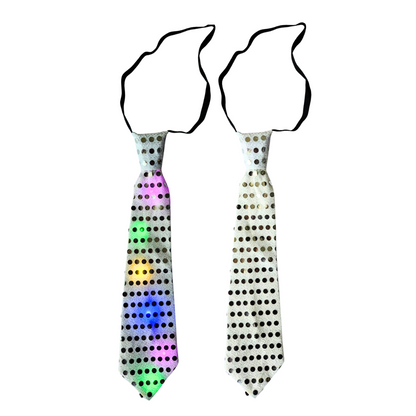 Corbata LED plateada con lentejuelas para fiestas - Louicid
