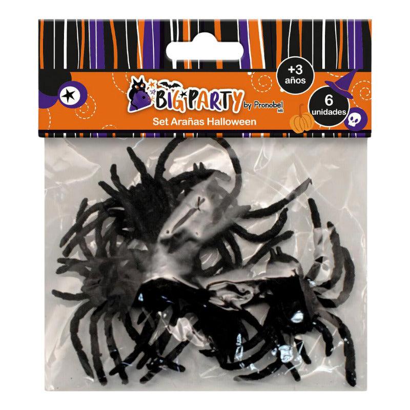 Pack 6 Arañas Negras Para Decoración Halloween - Louicid