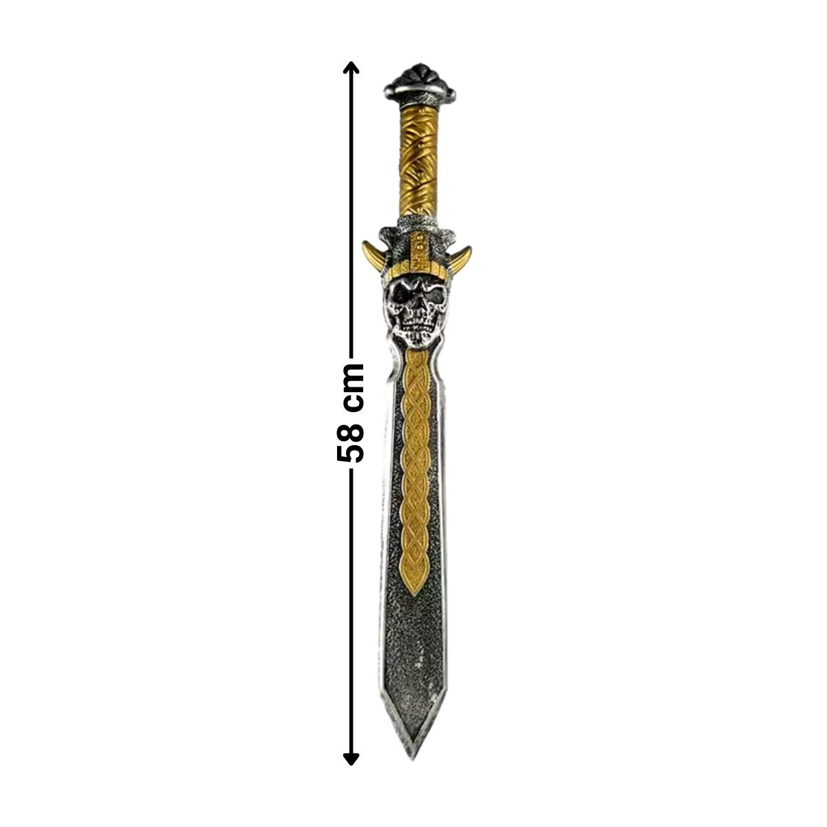 Espada infantil temática calavera de 58cm con medidas visibles para disfraces - Louicid
