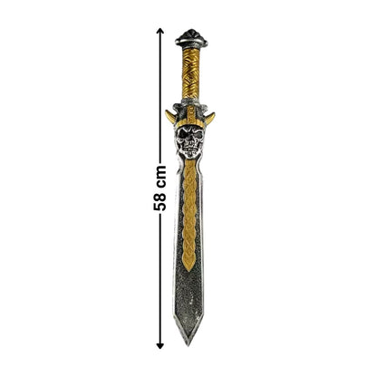 Espada infantil temática calavera de 58cm con medidas visibles para disfraces - Louicid