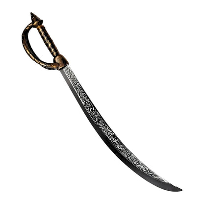Espada pirata de 68cm con doble mango, ideal para disfraces, orientada hacia abajo - Louicid