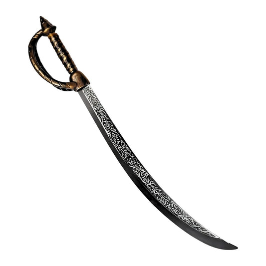 Espada pirata de 68cm con doble mango, ideal para disfraces, orientada hacia abajo - Louicid