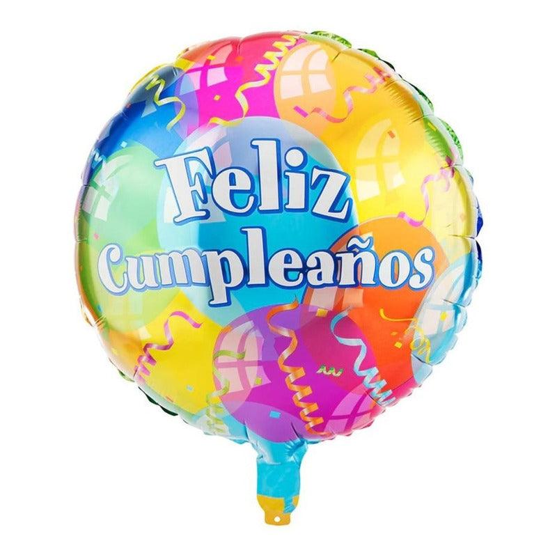 Globo Aluminio Redondo Feliz Cumpleaños Decoración Palms - Louicid