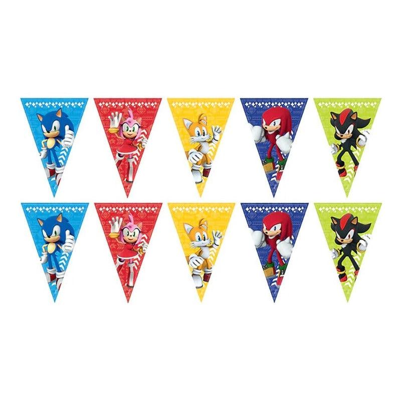 Guirnalda de 10 Banderines Sonic 2mts Decoración para Cumpleaños - Louicid