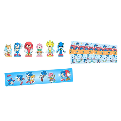  Contenido del huevo sorpresa Sonic: figura plana, stickers temáticos y cinta tape decorativa - Louicid