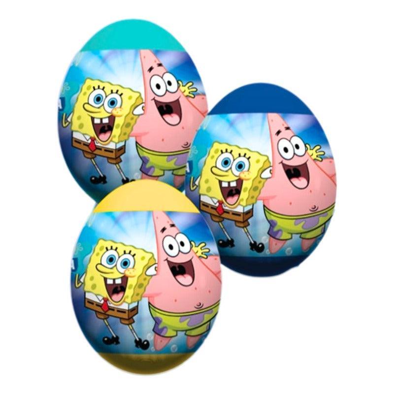 Pack 12 Huevos Sorpresa Bob Esponja 2d Con Stickers Y Caramelo - Louicid